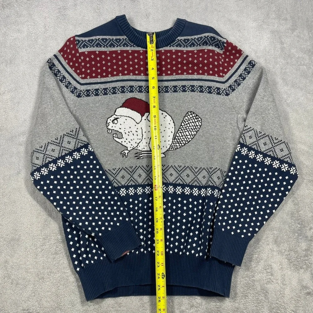Duluth Trading Ugly Christmas Sweater Mens S Angry Beaver Santa Fair Isle Read